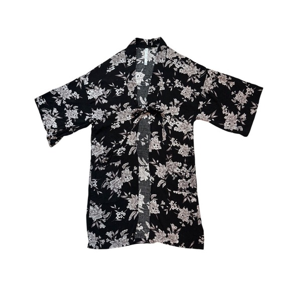 Spiritual Gangster Tops - Spiritual Gangster Black White Floral Kimono Duster Cardigan OS Boho Fairy